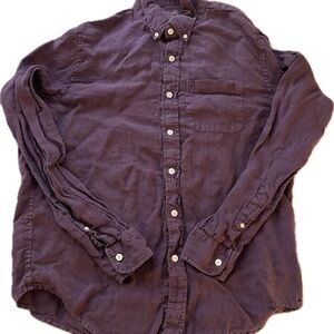 Abercrombie & Fitch Beige 100% Linen Long Sleeve Button-Down Shirt Men's Size XL